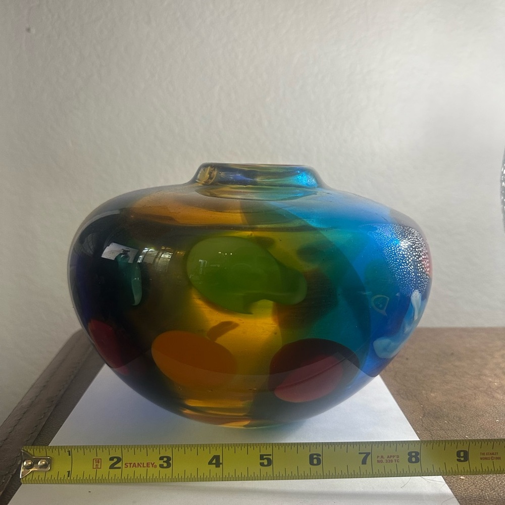 Bespoke Murano style vase hand blown polished bottom unsigned HEAVY 😍